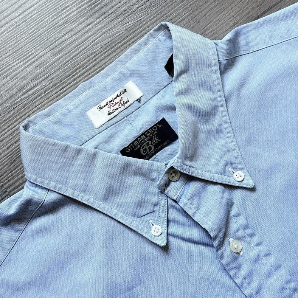 Vintage Gitman Bros Pinpoint Oxford Shirt Mens 17.5 34 Blue 2x2 Made In USA - Picture 4 of 7